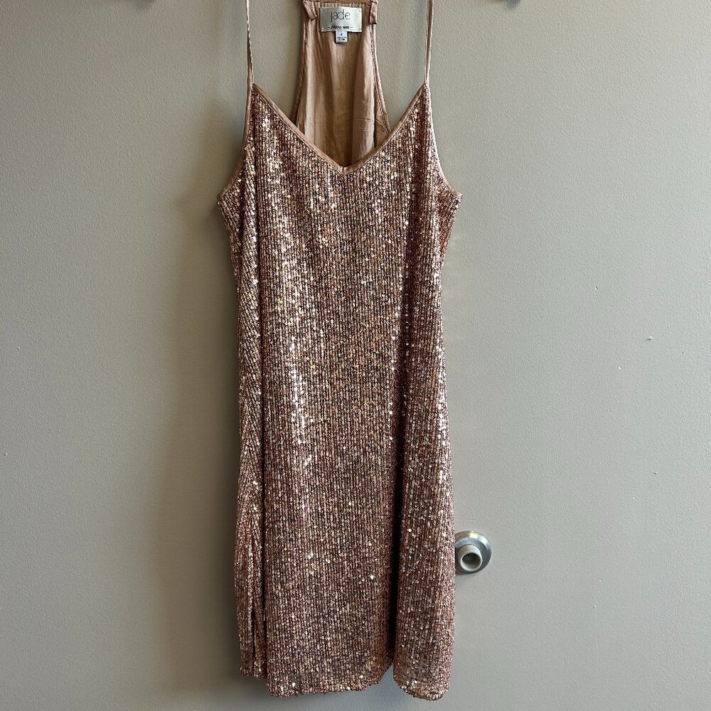 Johnny Was Jade Rose Gold Adnaro Sequin Swing Dress